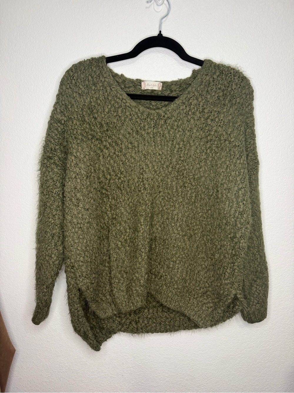 Altar'd State Sweater Womens S/M Olive Sage Green Chunky Fuzzy